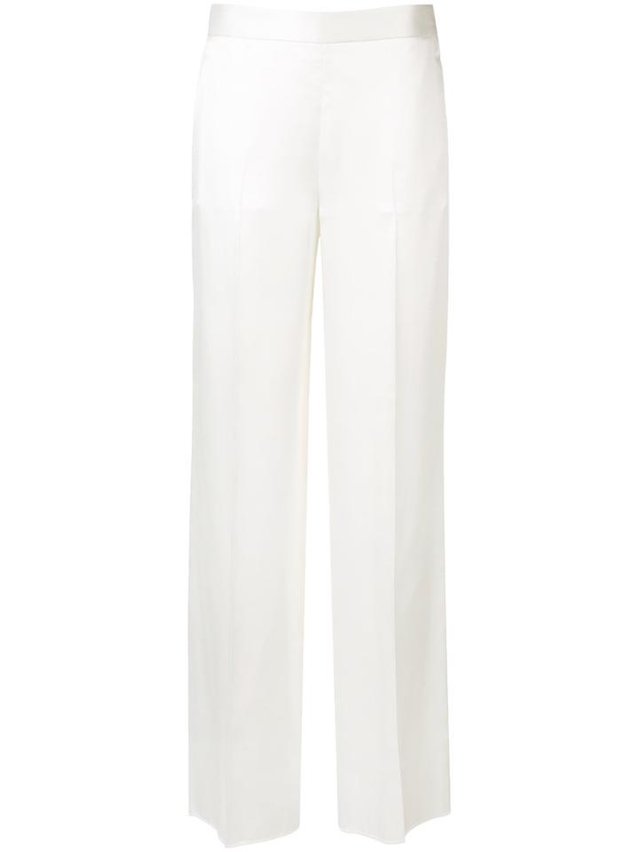 Victoria Beckham Wide-leg Trousers, Women's, Size: 10, White, Cotton/silk