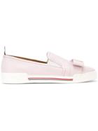 Thom Browne Bowed Slip-on Sneaker In Pebble Grain Leather - Pink &