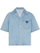 Prada Oversized Short Sleeve Denim Shirt - Blue