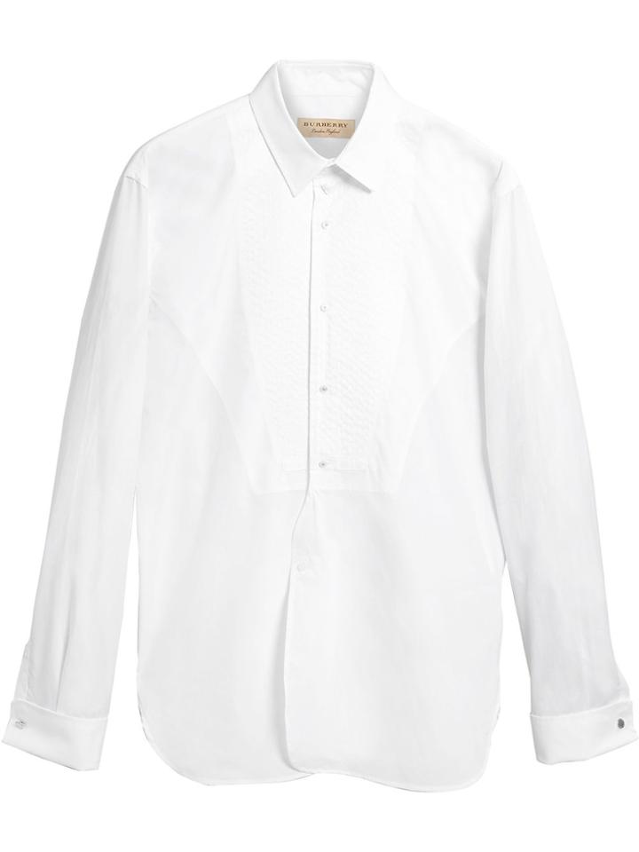 Burberry Modern Fit Pick-stitch Detail Bib Cotton Poplin Dress Shirt -
