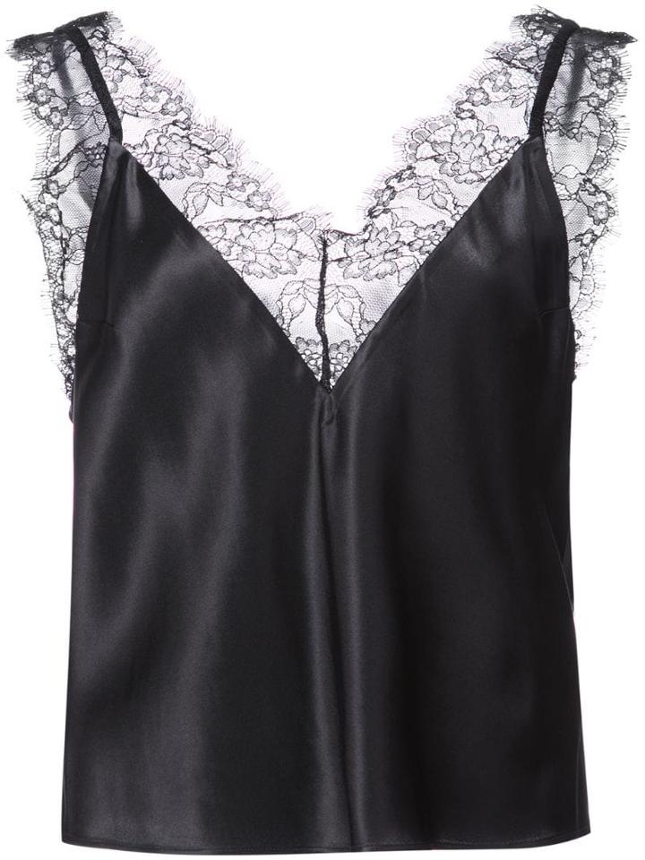 Fleur Du Mal Margo Lace Trim V-neck Cami - Black