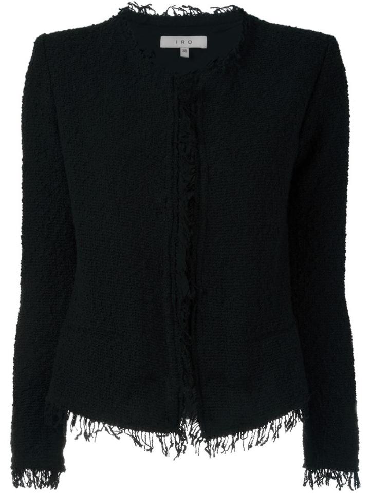 Iro Fringed Bouclé Jacket, Women's, Size: 36, Black, Cotton/polyamide/polyester