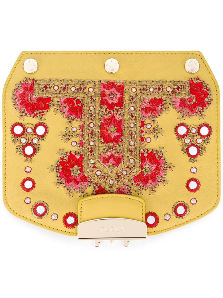 Furla - Flap Turchese - Women - Leather/nylon/viscose - One Size, Yellow/orange, Leather/nylon/viscose
