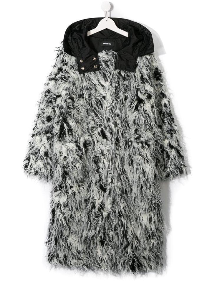Diesel Kids Teen Jmila Textured Coat - Black