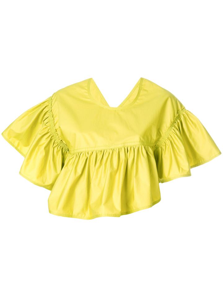 3.1 Phillip Lim Ruffle Flared Cropped Top - Yellow & Orange