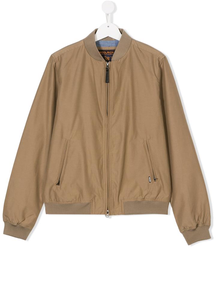 Woolrich Kids Teen Zipped Bomber Jacket - Brown