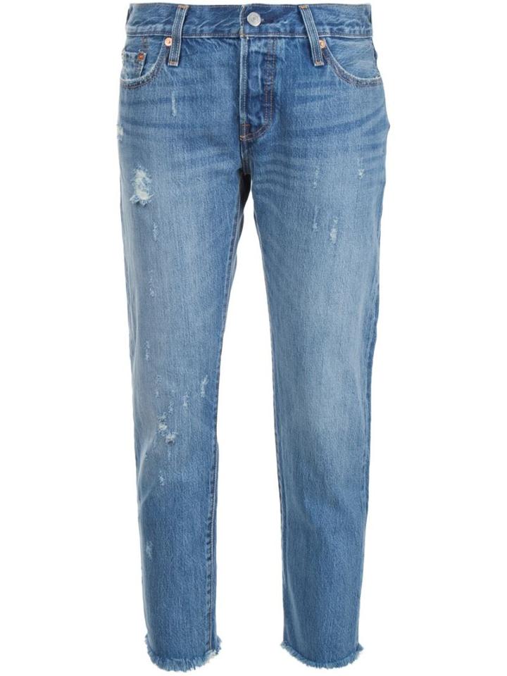 Levi's Distressed Cropped Jeans, Women's, Size: 30, Blue, Cotton