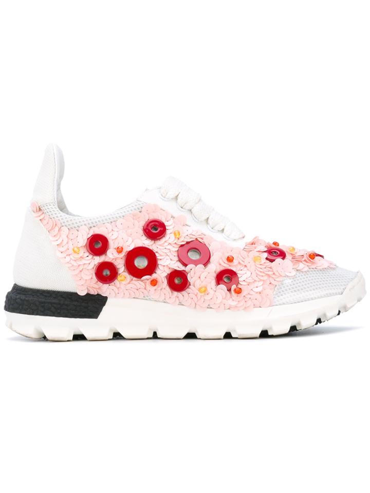 No Ka' Oi Button Embellished Sneakers - White