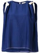 Semicouture Ruched Shoulder Blouse - Blue