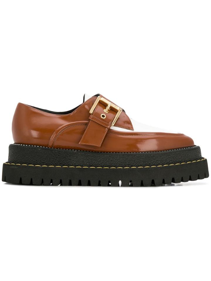 No21 Buckled Brogue Platform Shoes - Brown