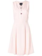 Cavalli Class Fitted V-neck Brooch Dress - Pink & Purple