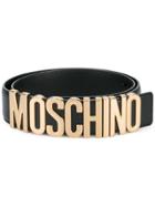 Moschino Logo Belt With Gold-tone Hardware - Black
