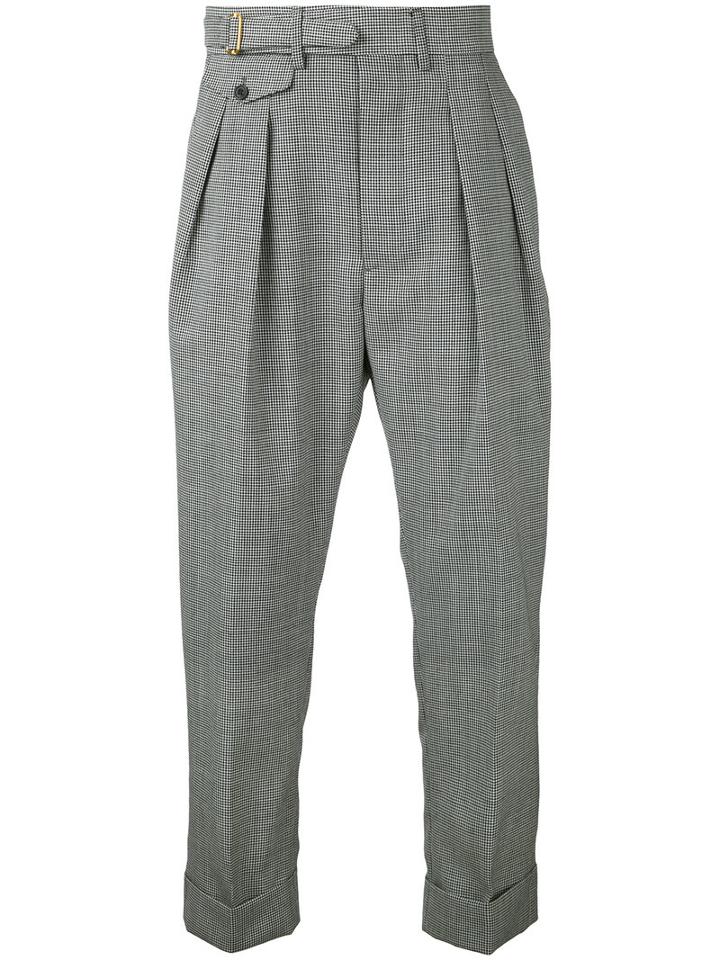 Wooster + Lardini - Puppytooth Drop-crotch Trousers - Men - Wool - 50, White, Wool