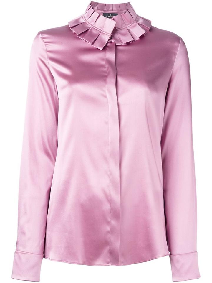 Capucci Pleated Collar Shirt, Women's, Size: 42, Pink/purple, Silk/spandex/elastane