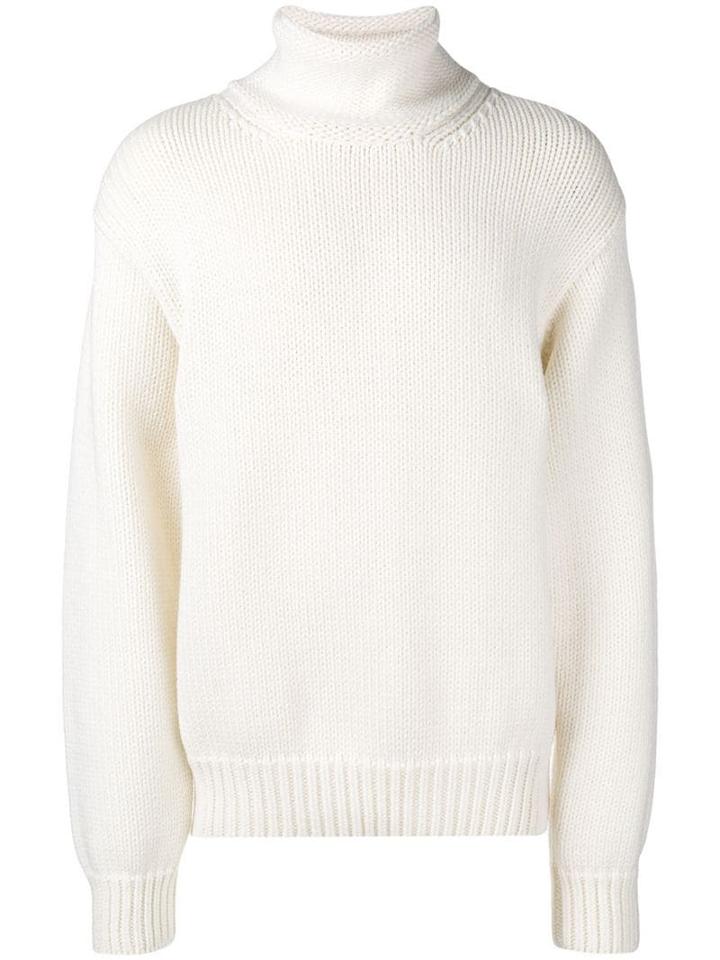 Zilver High Neck Wool Jumper - White