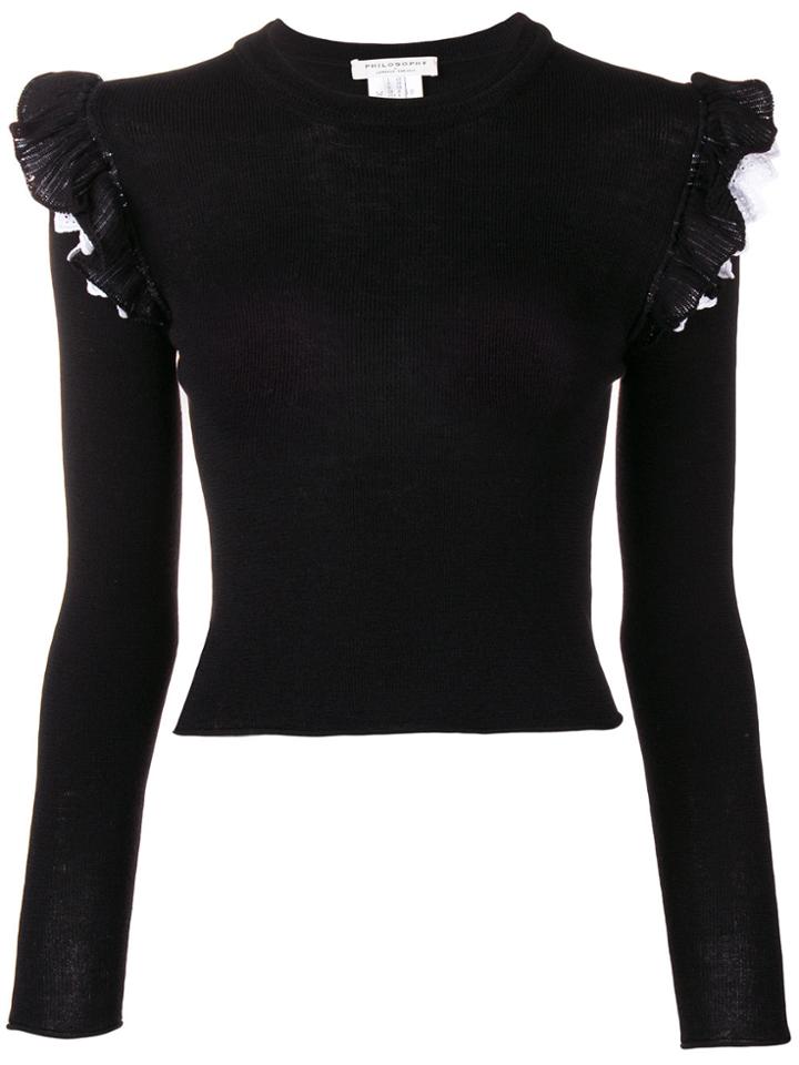 Philosophy Di Lorenzo Serafini Contrast Ruffle Jumper - Black
