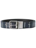 Dolce & Gabbana Bee Pattern Silver Buckle Belt, Men's, Size: 95, Blue, Calf Leather