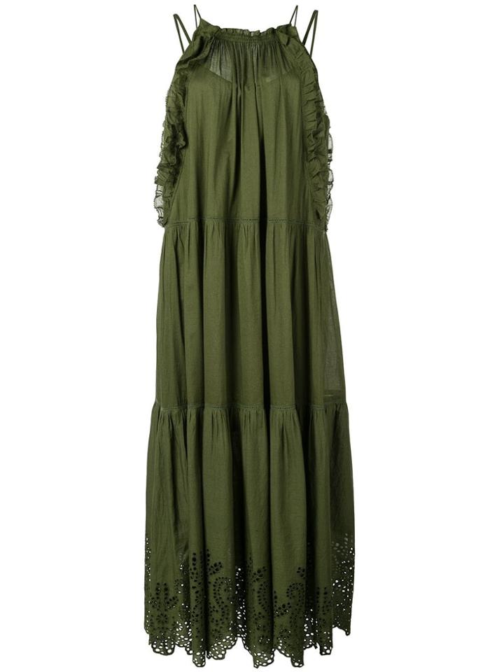 Apiece Apart Ruffle-trim Flared Dress - Green