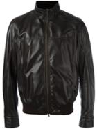 Herno Zip Up Leather Jacket, Men's, Size: 52, Brown, Viscose/polyester/lamb Skin