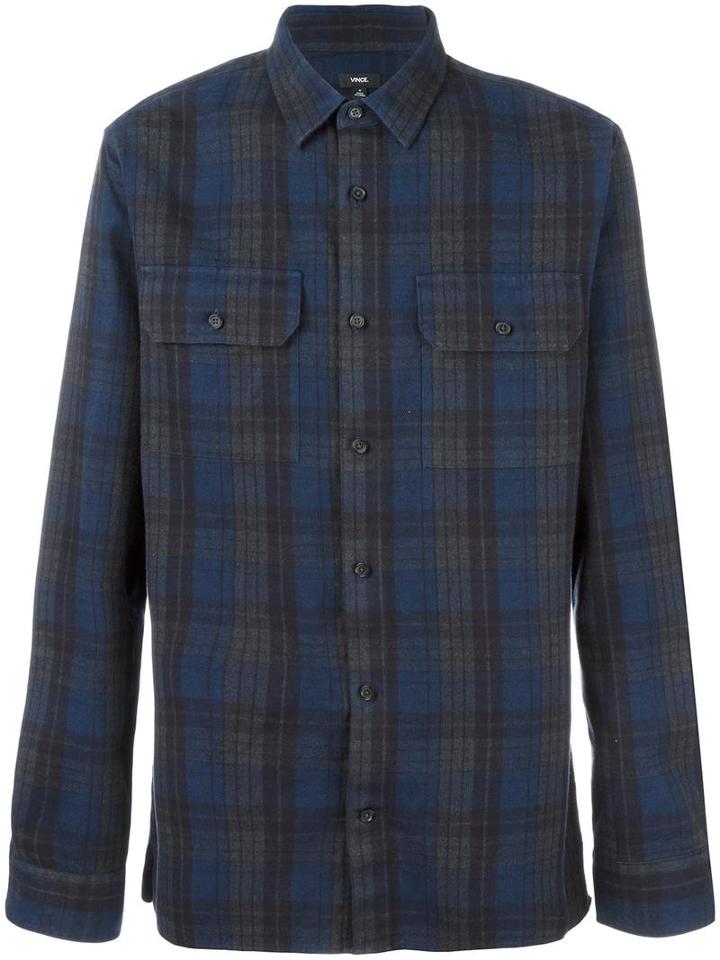 Vince Plaid Button Down Shirt, Men's, Size: Small, Blue, Cotton