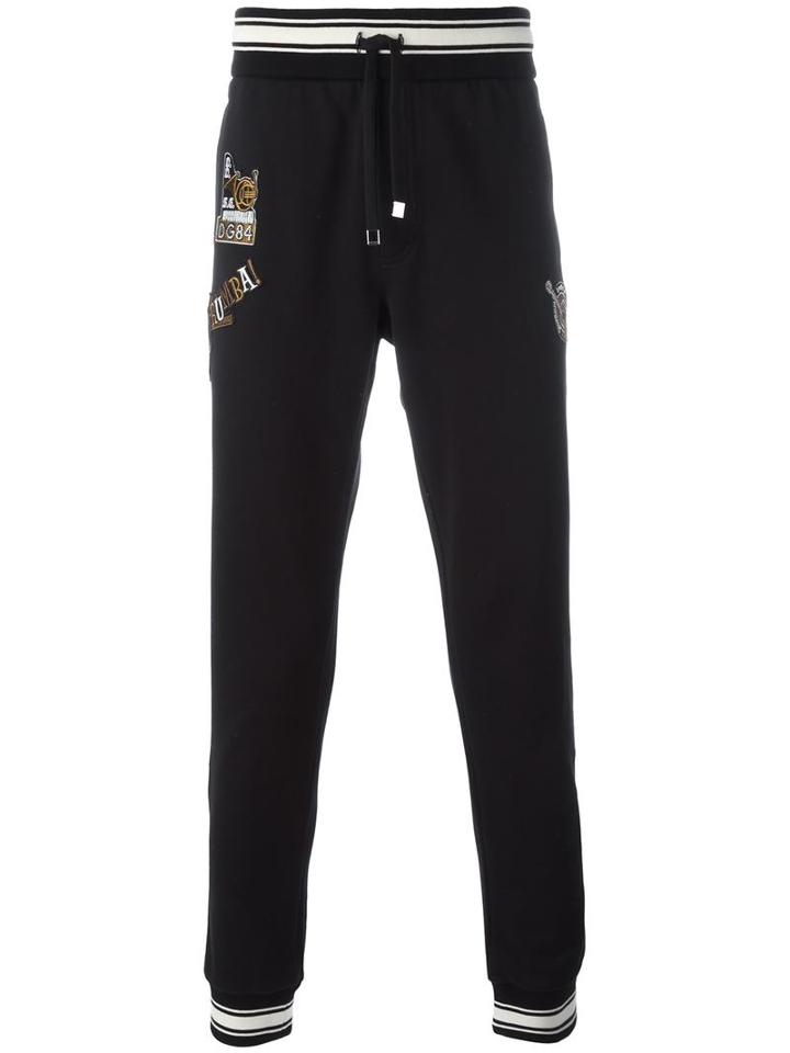 Dolce & Gabbana Musical Patch Trackpants, Men's, Size: 44, Cotton/viscose/polyester/polyamide