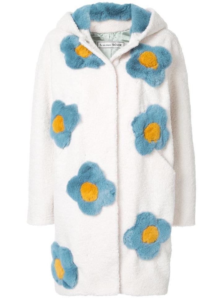 Tu Es Mon Trésor Floral Embroidered Coat - White