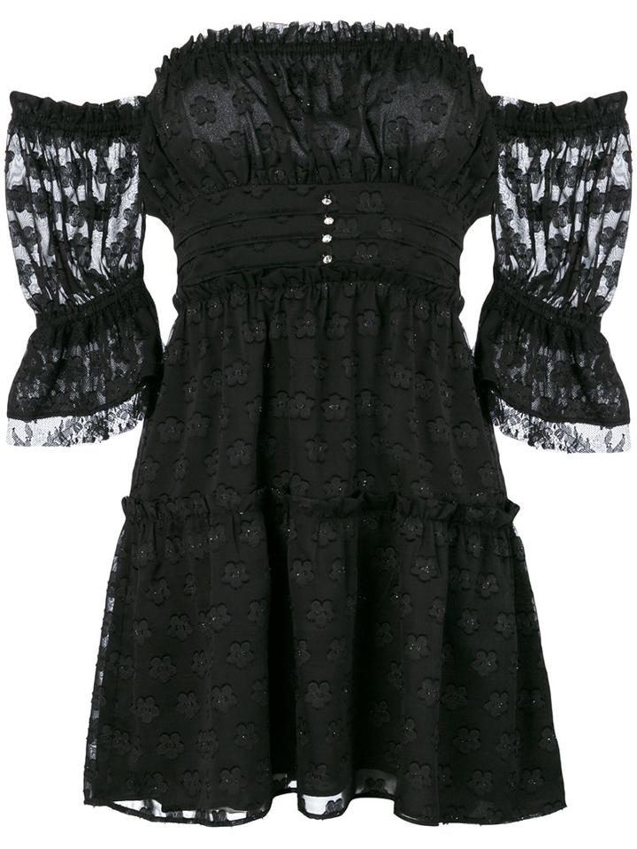 For Love And Lemons - Modern Love Off-shoulder Dress - Women - Nylon/polyester - M, Black, Nylon/polyester