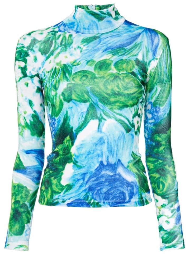 Richard Quinn Floral Printed Jersey - Blue