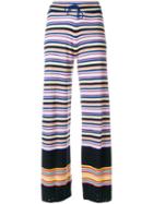 Barrie Striped Flared Trousers - Pink