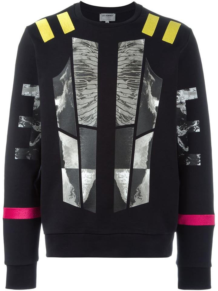 Les Hommes Urban Embroidered Stripe Sweatshirt