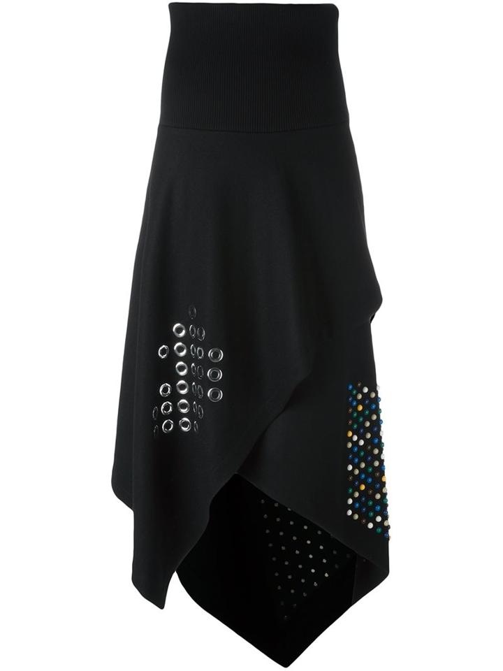 J.w.anderson Embellished Asymmetric Skirt, Women's, Size: 8, Black, Wool