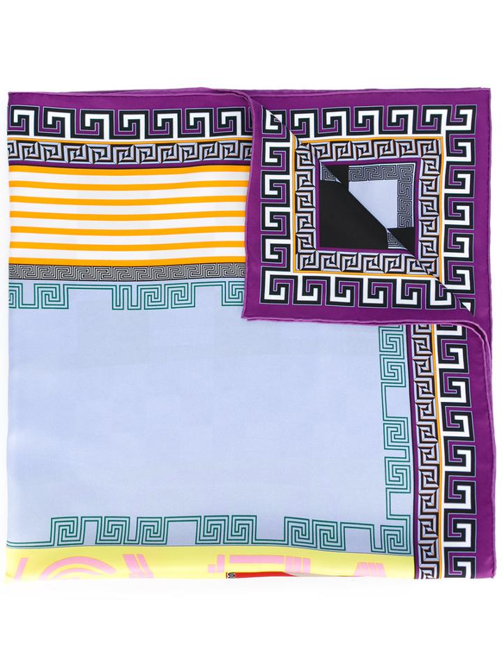 Versace Logo Foulard Scarf, Women's, Purple, Silk