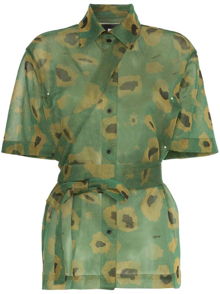 Asai Camo Gleam Sheer Strap Shirt - Green