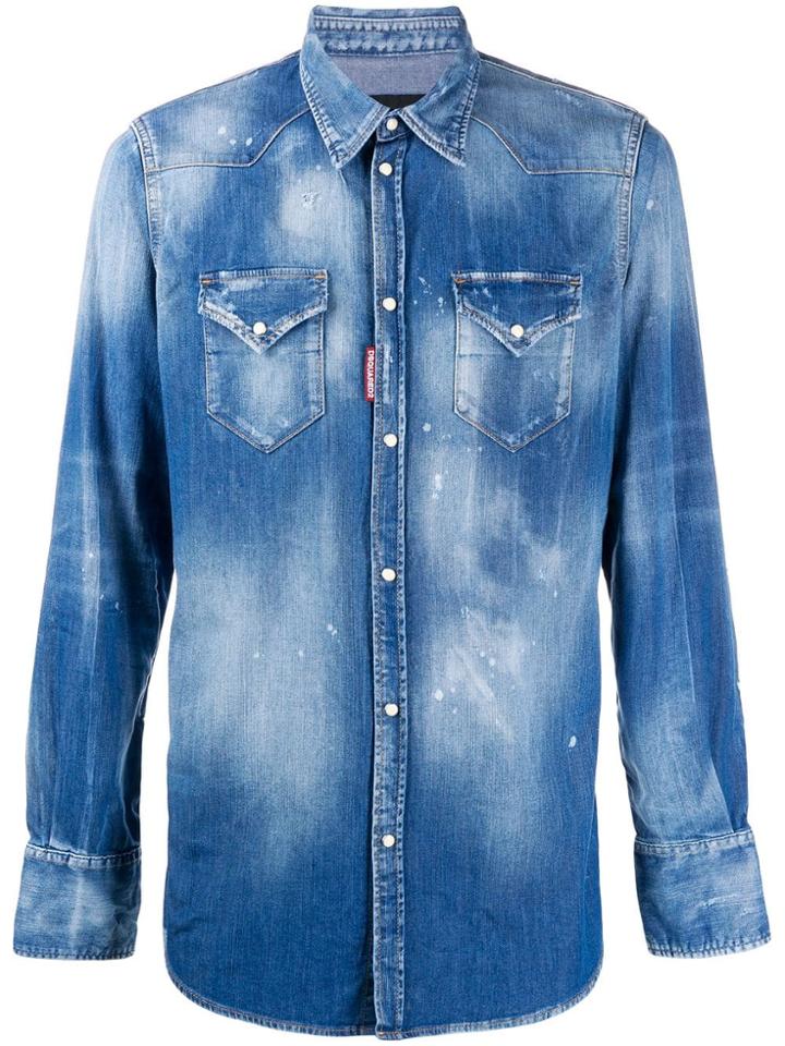 Dsquared2 Stonewash Denim Shirt - Blue