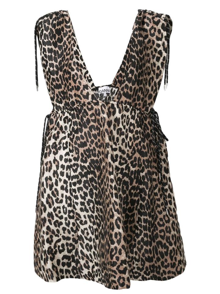Ganni Deep V-neck Dress - Brown