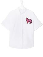 Msgm Kids Zebra Patch Shirt, Girl's, Size: 14 Yrs, White