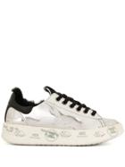 Premiata Shearling-lined Metallic Trainers - Silver