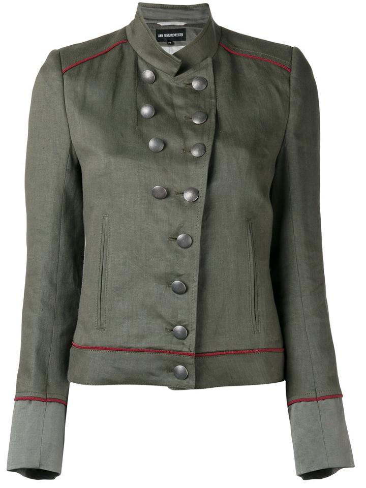 Ann Demeulemeester - Military Stand-up Collar Jacket - Women - Cotton/linen/flax/rayon - 36, Green, Cotton/linen/flax/rayon