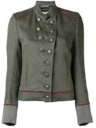 Ann Demeulemeester - Military Stand-up Collar Jacket - Women - Cotton/linen/flax/rayon - 36, Green, Cotton/linen/flax/rayon