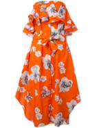 Msgm - Floral Print Strapless Dress - Women - Cotton - 40, Yellow/orange, Cotton