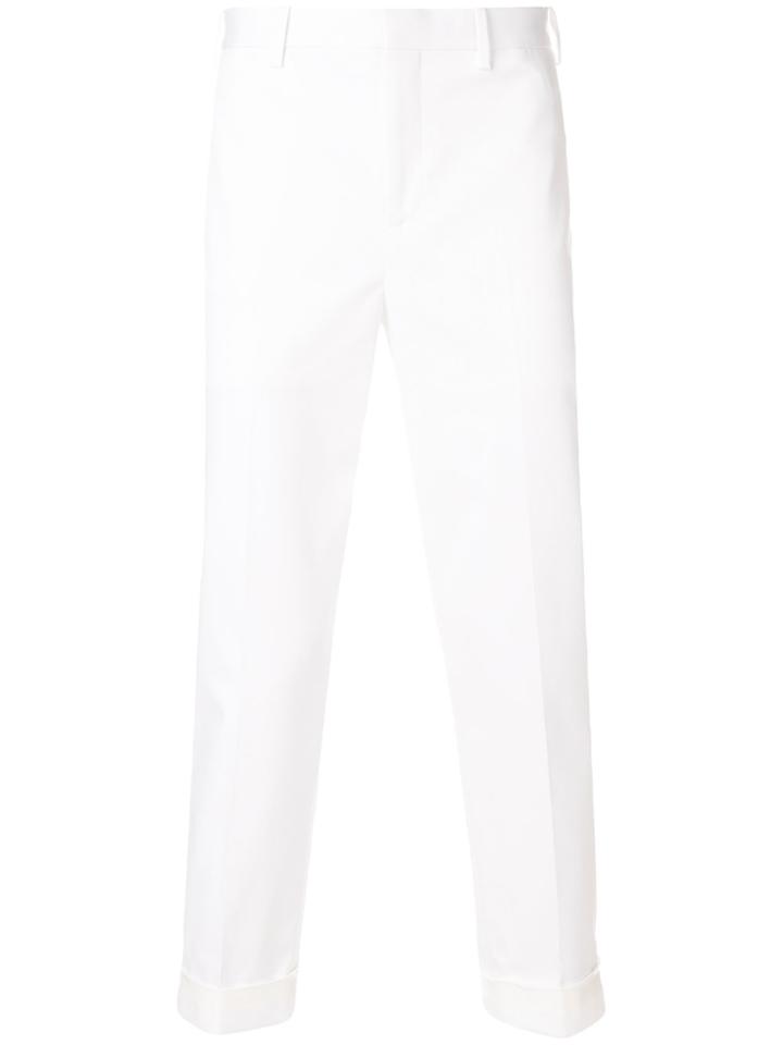 Neil Barrett Straight Turn Up Trousers - White
