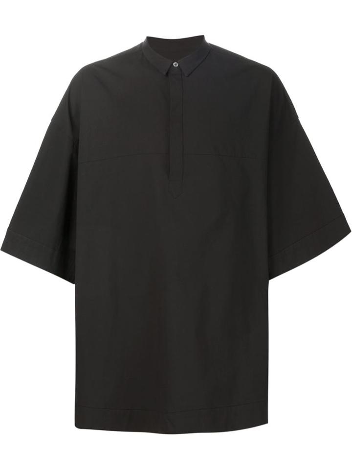 Juun.j Wide Sleeve Shirt, Men's, Size: 48, Black, Cotton/polyurethane