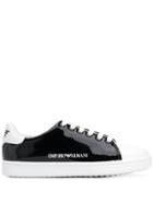 Emporio Armani Monochrome Patent Sneakers - Black