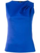 Armani Jeans - Gathered Detail Tank Top - Women - Polyester/spandex/elastane/viscose - 44, Blue, Polyester/spandex/elastane/viscose