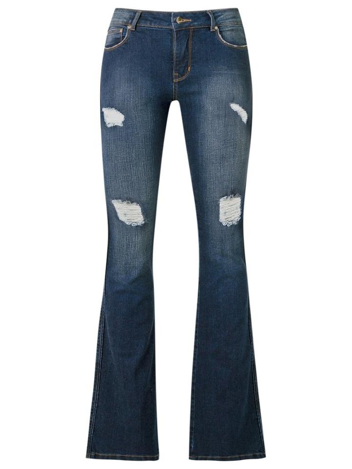 Amapô - Distressed Flared Jeans - Women - Cotton/elastodiene - 44, Blue, Cotton/elastodiene