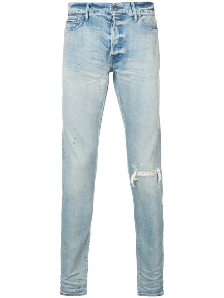 John Elliott Distressed Acid Wash Jeans - Blue