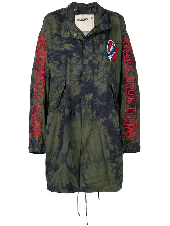 R13 Tie-dye Parka Coat - Green