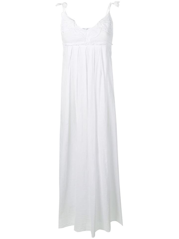 Dondup Embroidered Neck Flared Dress - White