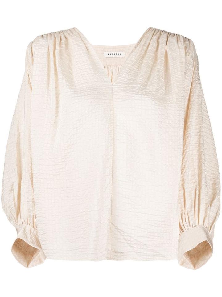 Masscob V-neck Blouse - Neutrals