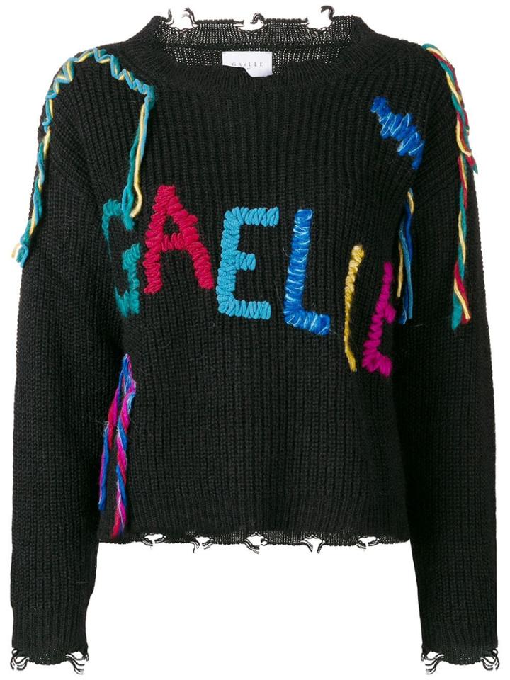 Gaelle Bonheur Logo Knitted Sweater - Black